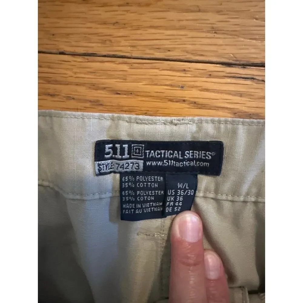5.11 Tactical Series Cargo Pants Mens 36x30 Khaki Ripstop Utility Tactical Work